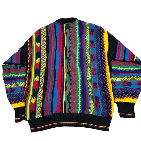 Vintage Tosani men’s textured 3D knit sweater multicolor collared size large - Picture 2 of 6